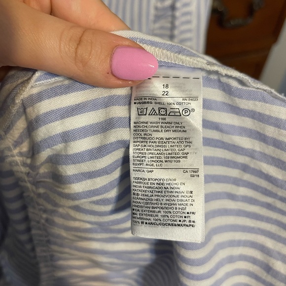 NWT Blue and white striped GAP nautical faux wrap cotton midi skirt with ruffle - Picture 5 of 6